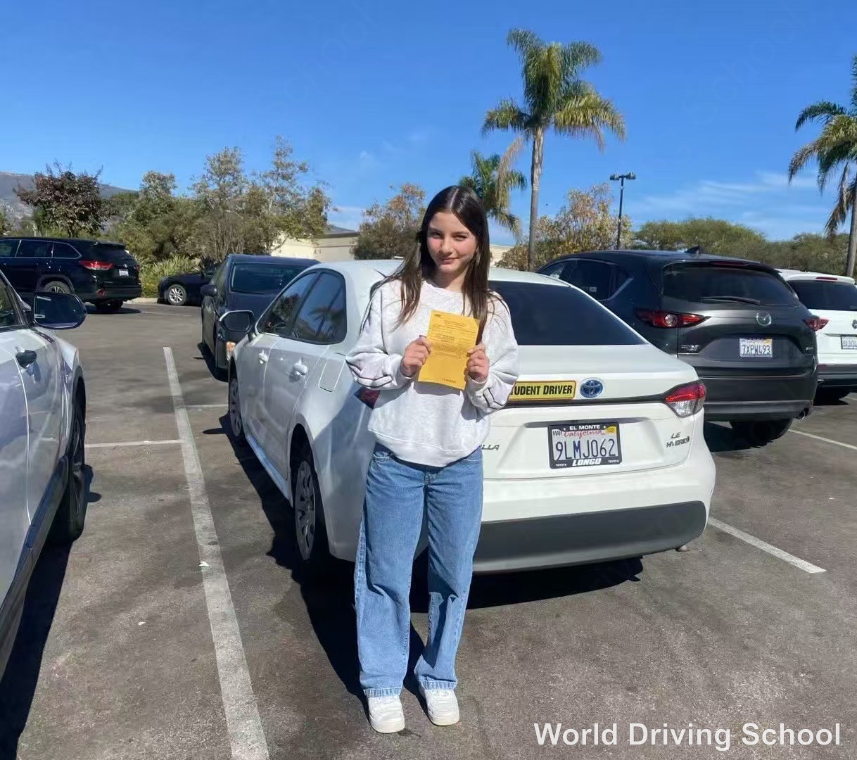 Happy student passed driving test